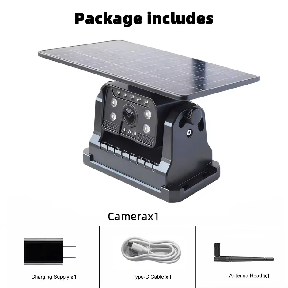 Caméra de recul sans fil à fixation magnétique solaire avec alarme IA. Vue avant/arrière, applicatio