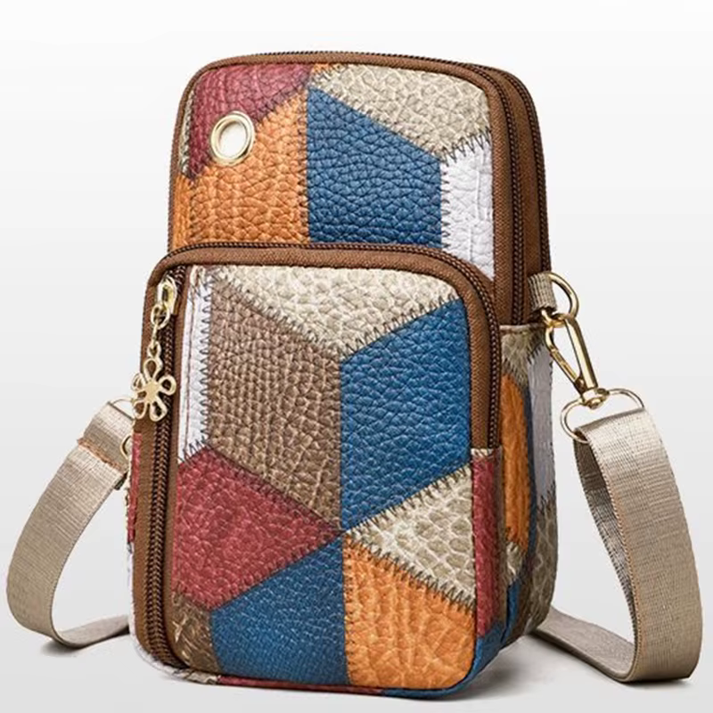 Sac à bandoulière Patchwork à motif de diamant pour femmes, sac à bandoulière décontracté multi-ferm