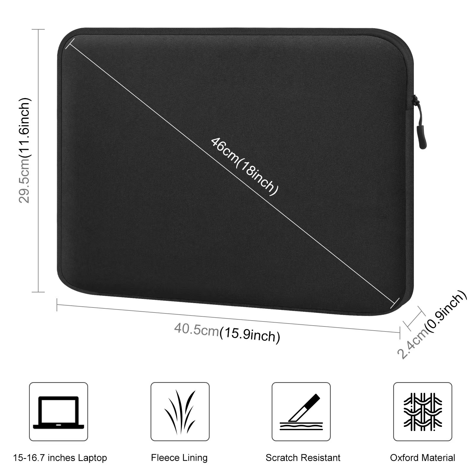 HAWEEL 16 inch Laptop Sleeve Case Zipper Briefcase Bag for 15-16.7 inch Laptop For Lenovo ASUS etc.(