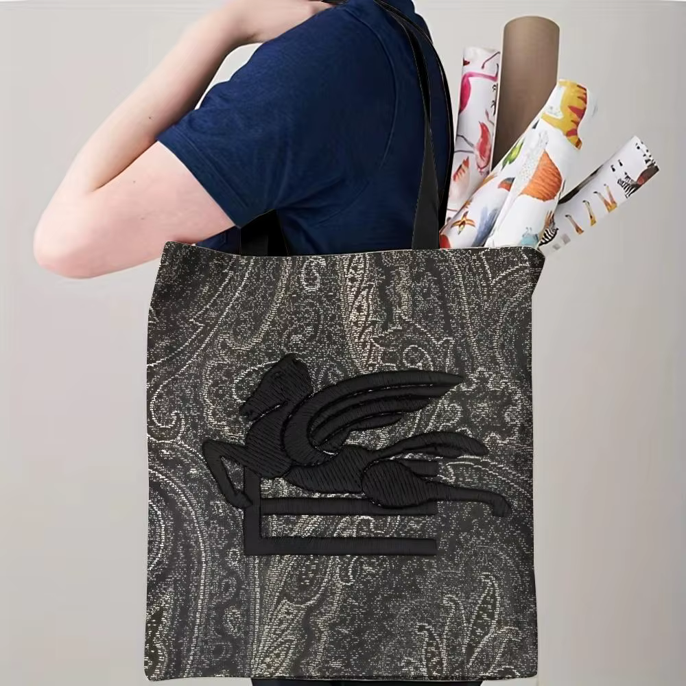 Sacs de rangement design E-etro, sac fourre-tout en toile imprimé double face, sac à main écologique