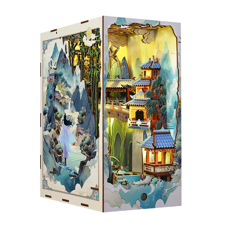 Coin de livre étagère insérer Casa Miniature maison de poupée Kit jouets maison de poupée serre-livr