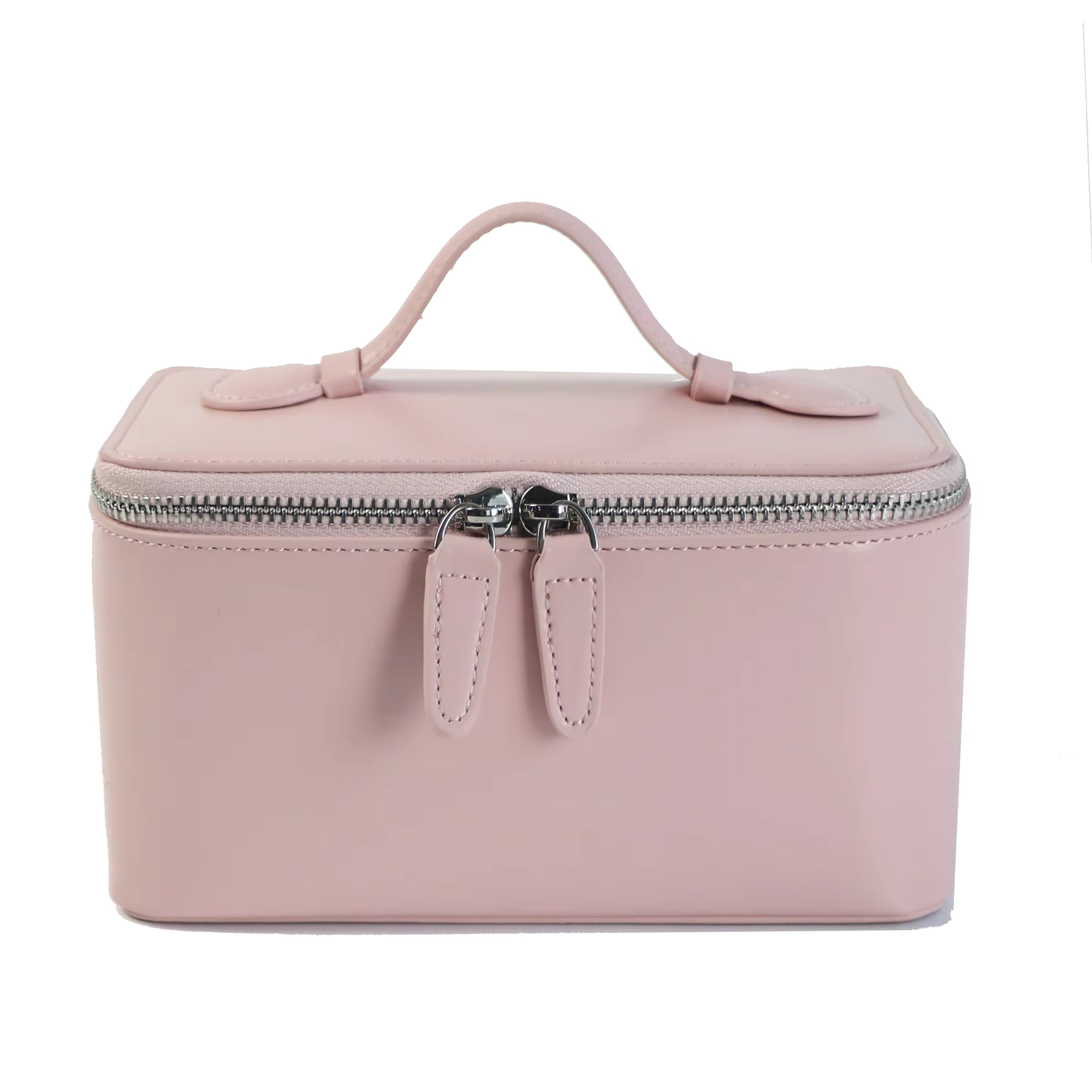 Sac à cosmétiques à main en cuir lisse de grande capacité avec nom personnalisé gratuit, sac de lava