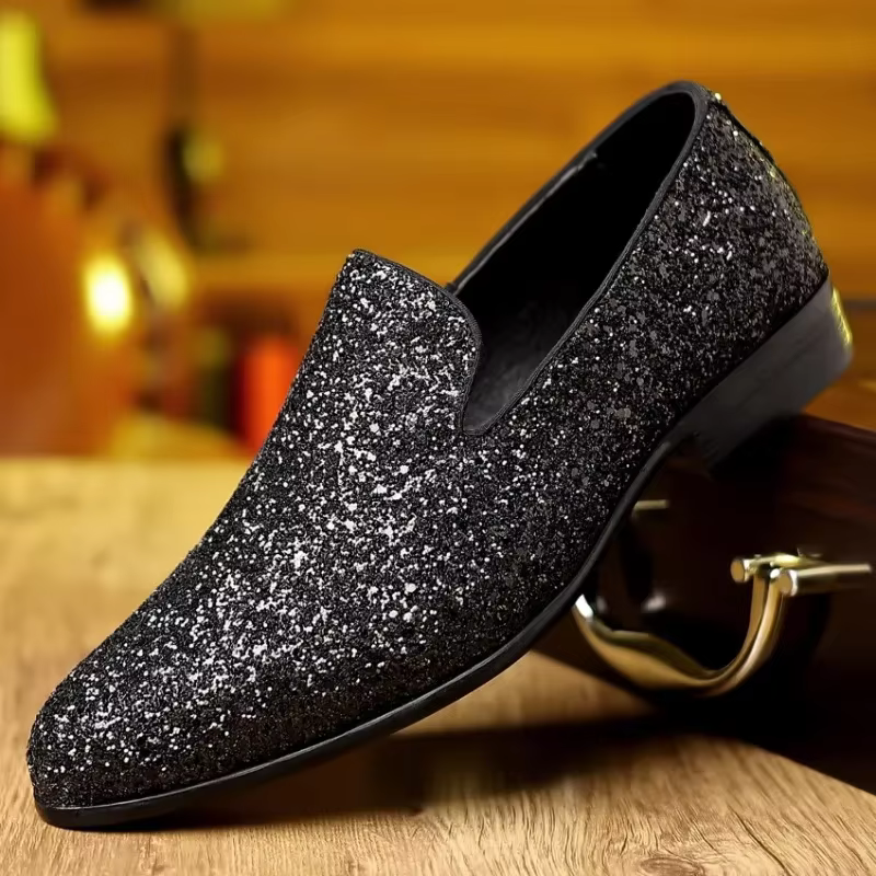 Hommes chaussures de fête formelles nouveaux mocassins de luxe hommes or argent paillettes chaussure