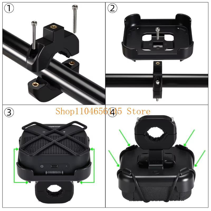 5asd – support d'équipement sonore ABS + PC à haute adhérence, pour guidon 25 à 32mm, Installation s