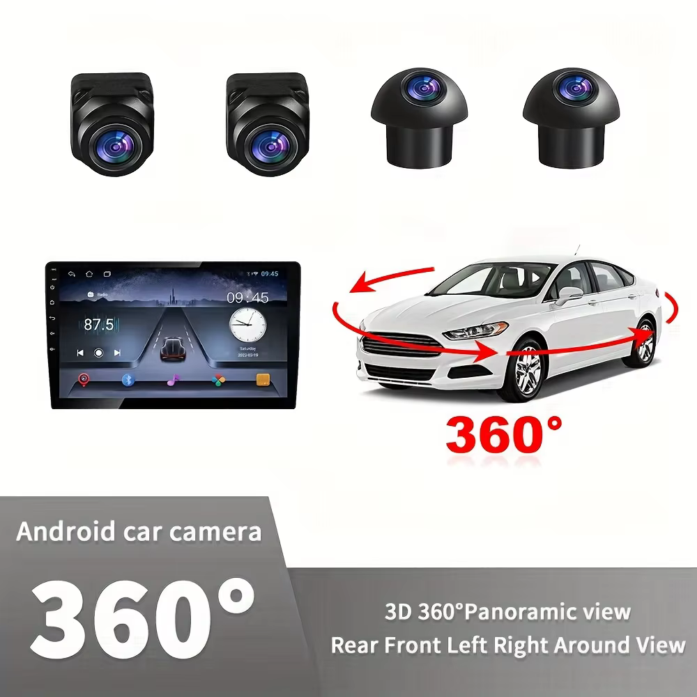Caméra panoramique AHD à 360 degrés, vue panoramique avant + arrière + gauche + droite, compatible a