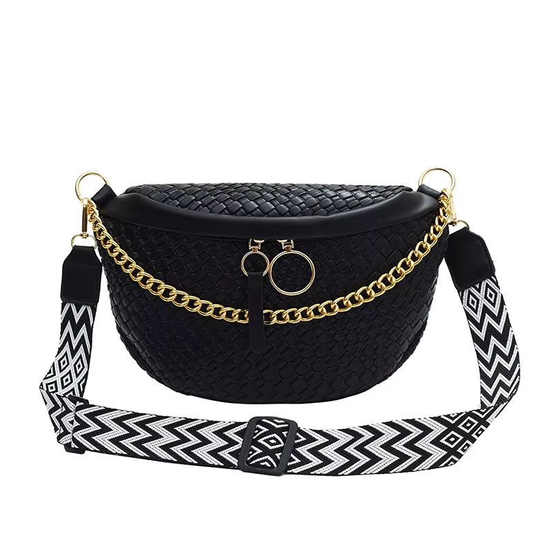 Sac banane à motif tissé pour femme, sac de poitrine de haute qualité, sac à bandoulière tendance, s