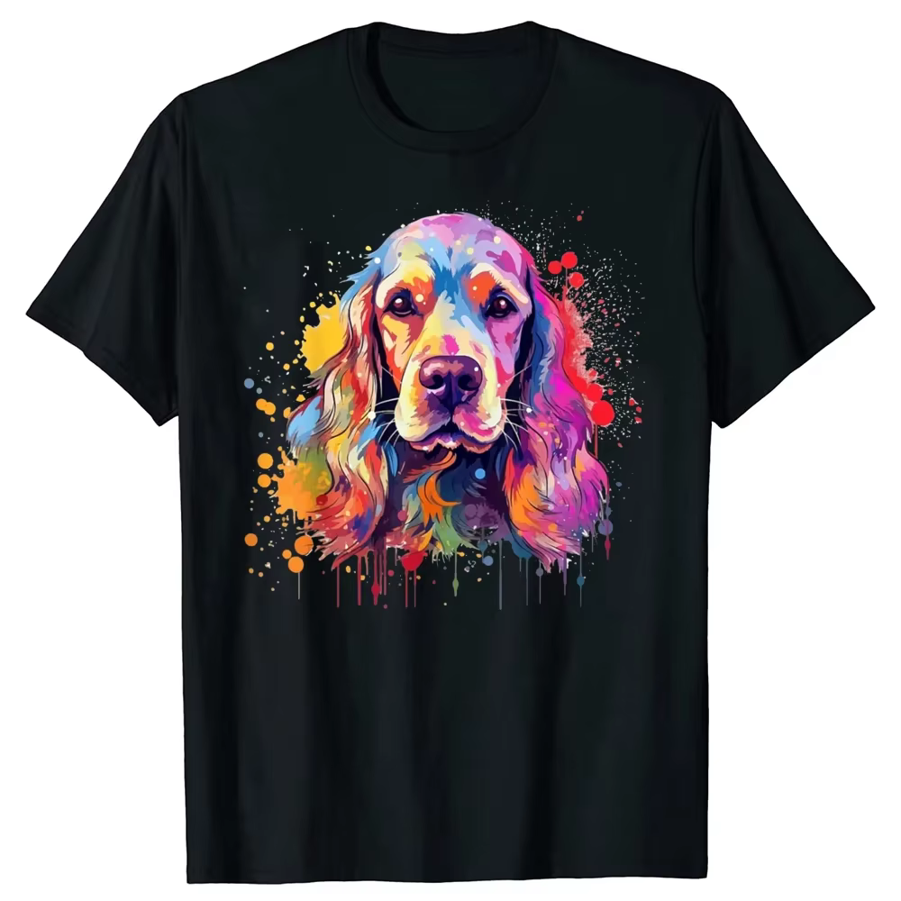 Coloré Splash Art Cocker épagneul chien t-shirt graphique t-shirts hommes vêtements t-shirt hauts co
