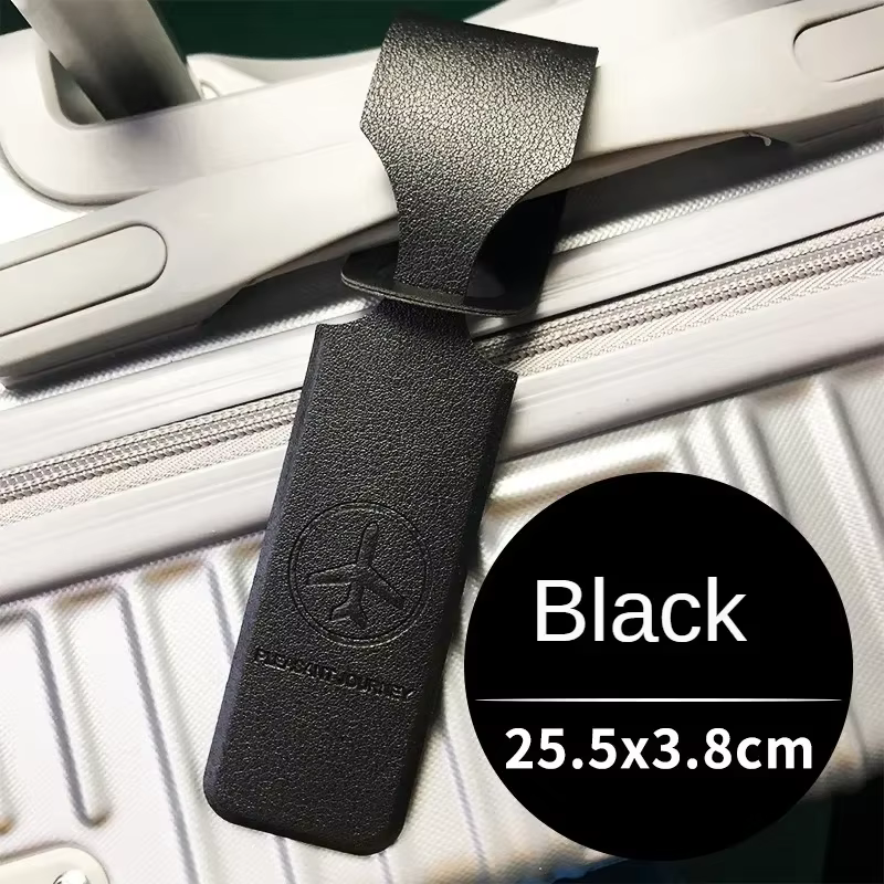 Étiquette de bagage en cuir PU jaune pour hommes et femmes, étiquette d'identification de valise Por