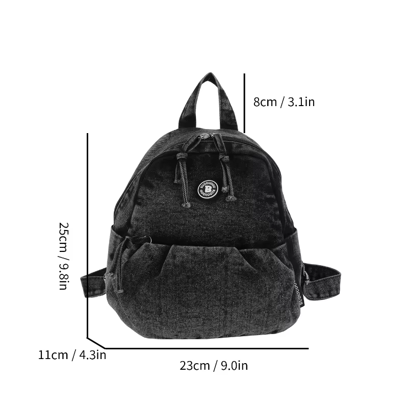 Mini sac à dos en denim décontracté – Sac à dos de tous les jours pour femmes, sac à dos tendance, c