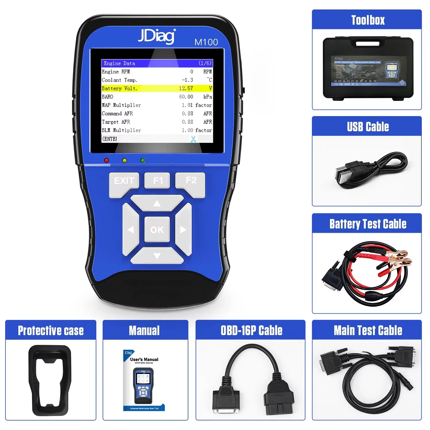 JDiag-Outil de Diagnostic de Moto M100, Lecteur de Code pour KTM, Yamaha, Kawasaki, Suzuki, Honda