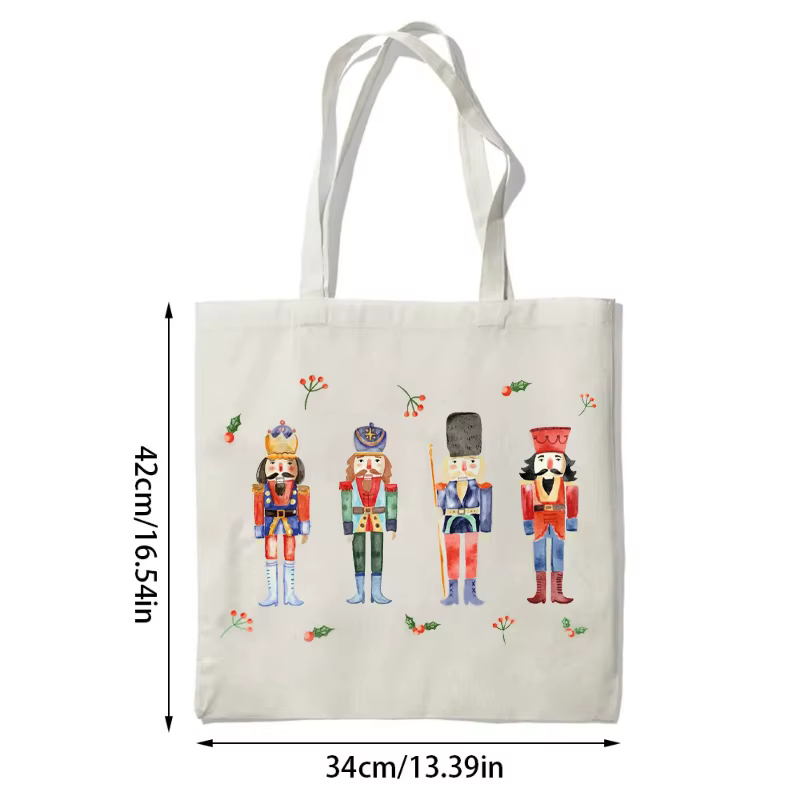Sac fourre-tout en toile casse-noisette de noël, fournitures de décoration de fête de joyeux noël, c