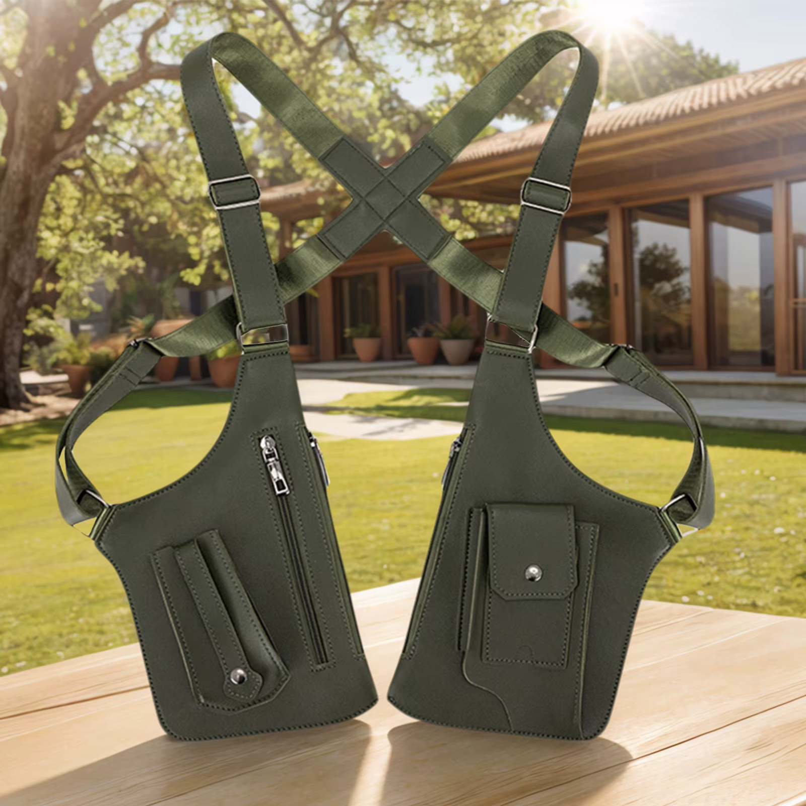 Sac à Double épaule en cuir PU, sac à aisselles antivol, sangle sous les bras, portefeuille de poche