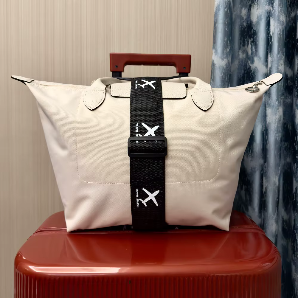 Sangle de fixation pour bagages en nylon imprimé motif avion, avec un pack. Sangles de fixation régl