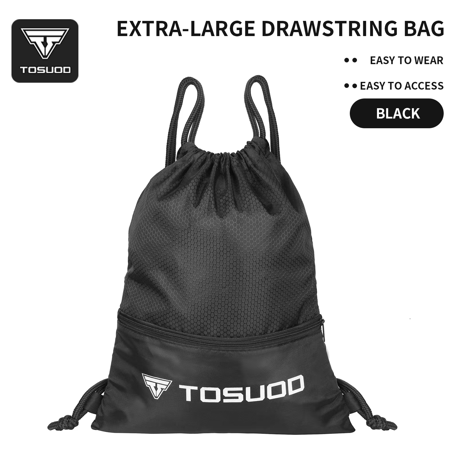 Sac à dos à cordon TOSUOD, sac de sport de plein air, grande capacité, léger, avec fermeture éclair,