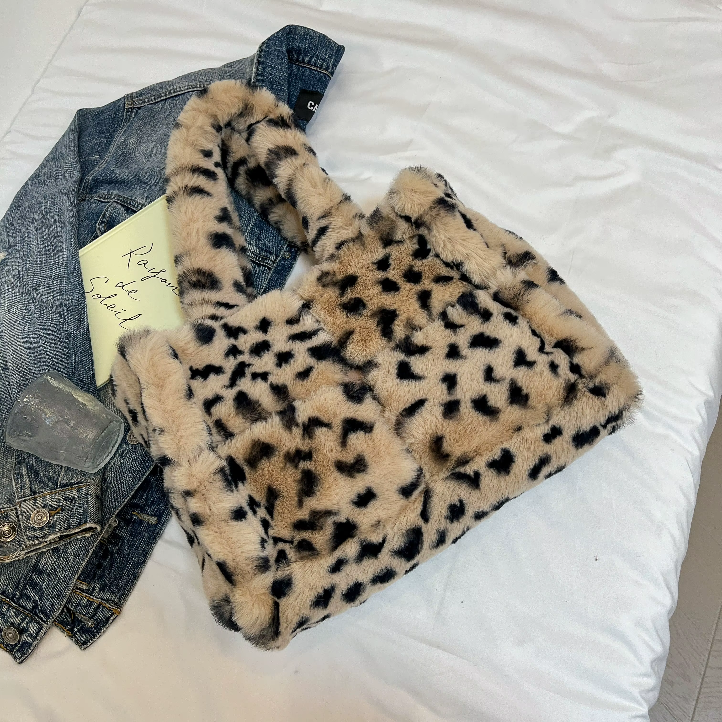Sac à main de luxe en fausse fourrure pour femmes, fourre-tout de grande capacité, marque de stylist