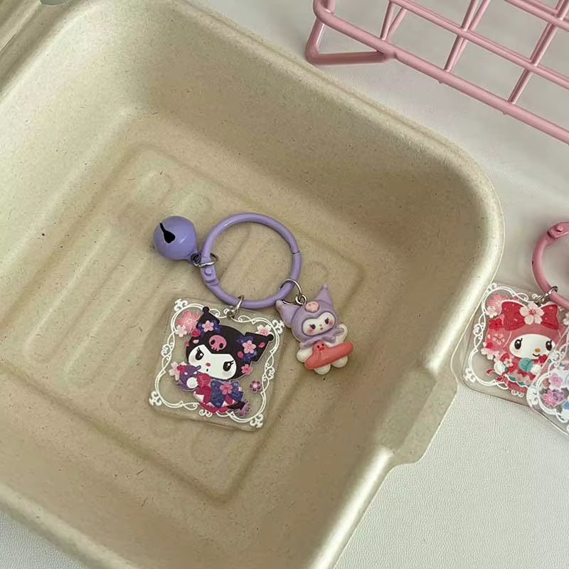 Porte-clés Hello Kitty en acrylique, mignon, style anime, accessoires pour sacs à dos, fournitures p