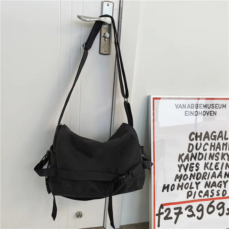 Sac à bandoulière en toile pour hommes, sacoche simple de grande capacité, pour loisirs, livre d'étu