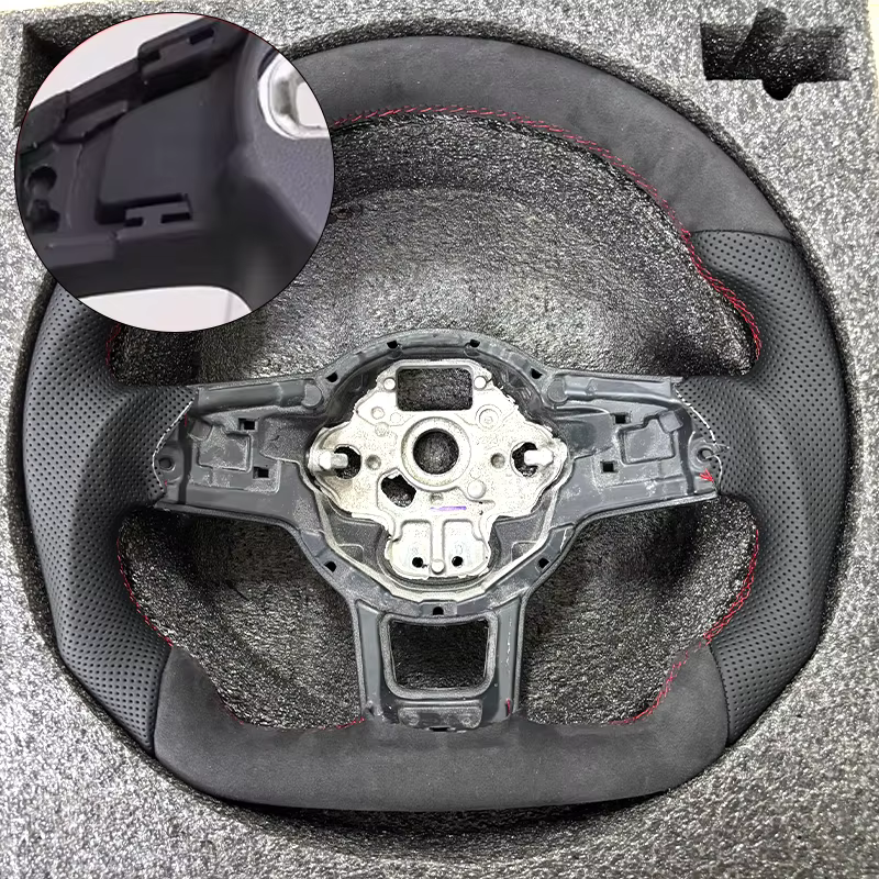 Volant avec surpiqûres rouges et perforation Alcantara, compatible avec Golf 7, volant d'origine hau