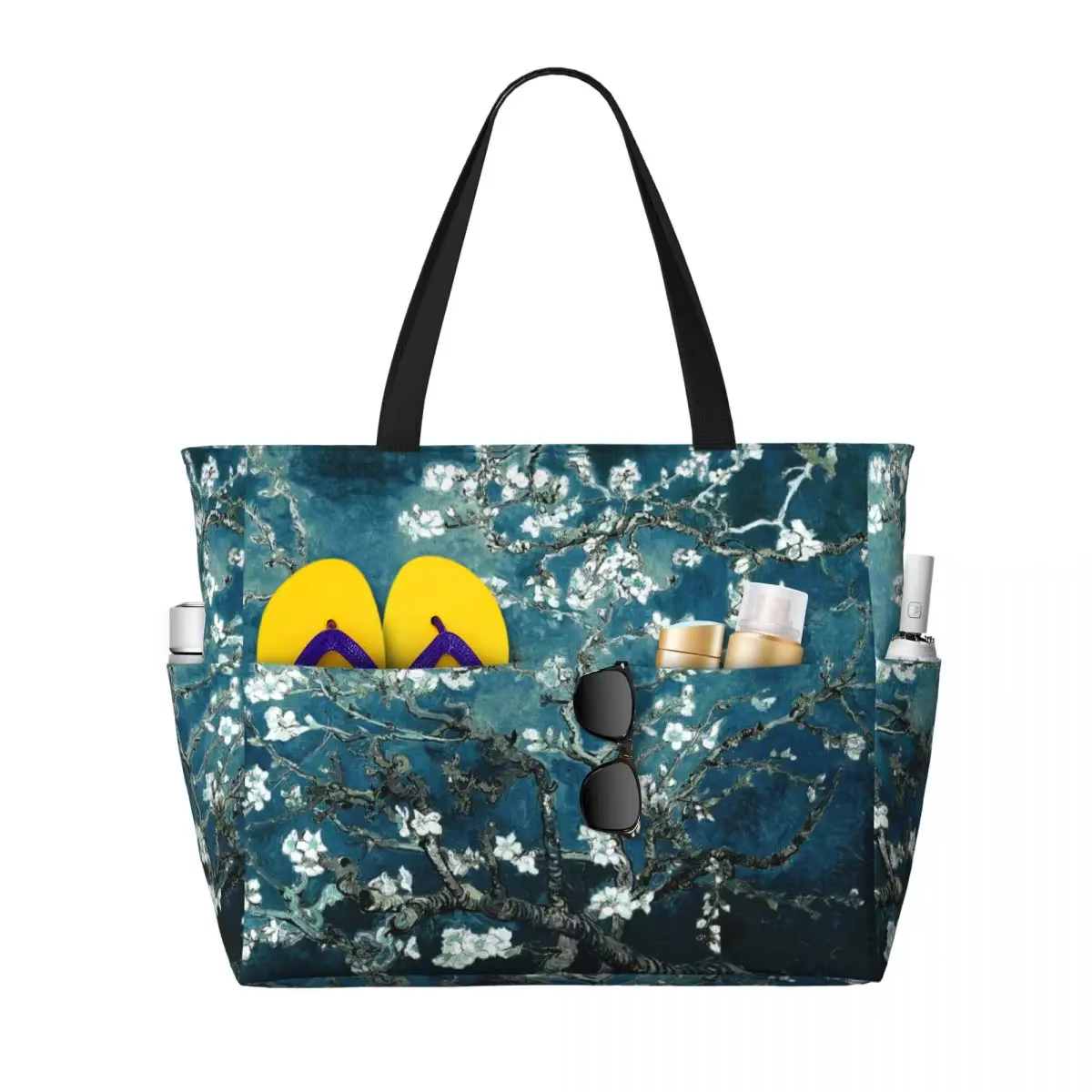 Sac fourre-tout personnalisé Van Gogh fleurs d'amande femmes grande capacité fleurs peinture salle d