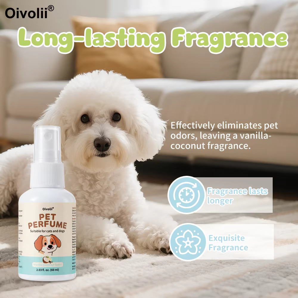 Parfum pour animaux de compagnie à la vanille et à la noix de coco, formule naturelle, parfum longue