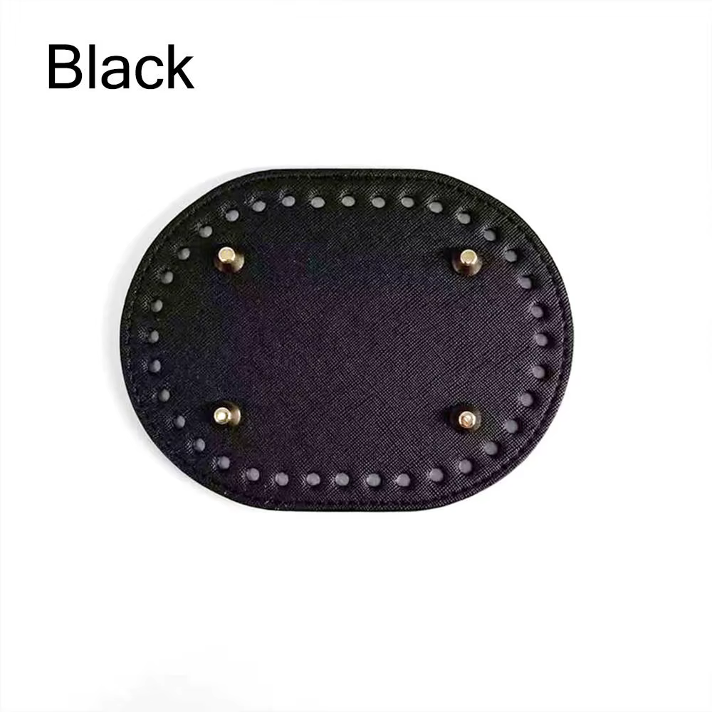 Nouveau fond de sac ovale en cuir PU 14.5cm * 11cm avec 36 trous, matériel de fond fait à la main, a