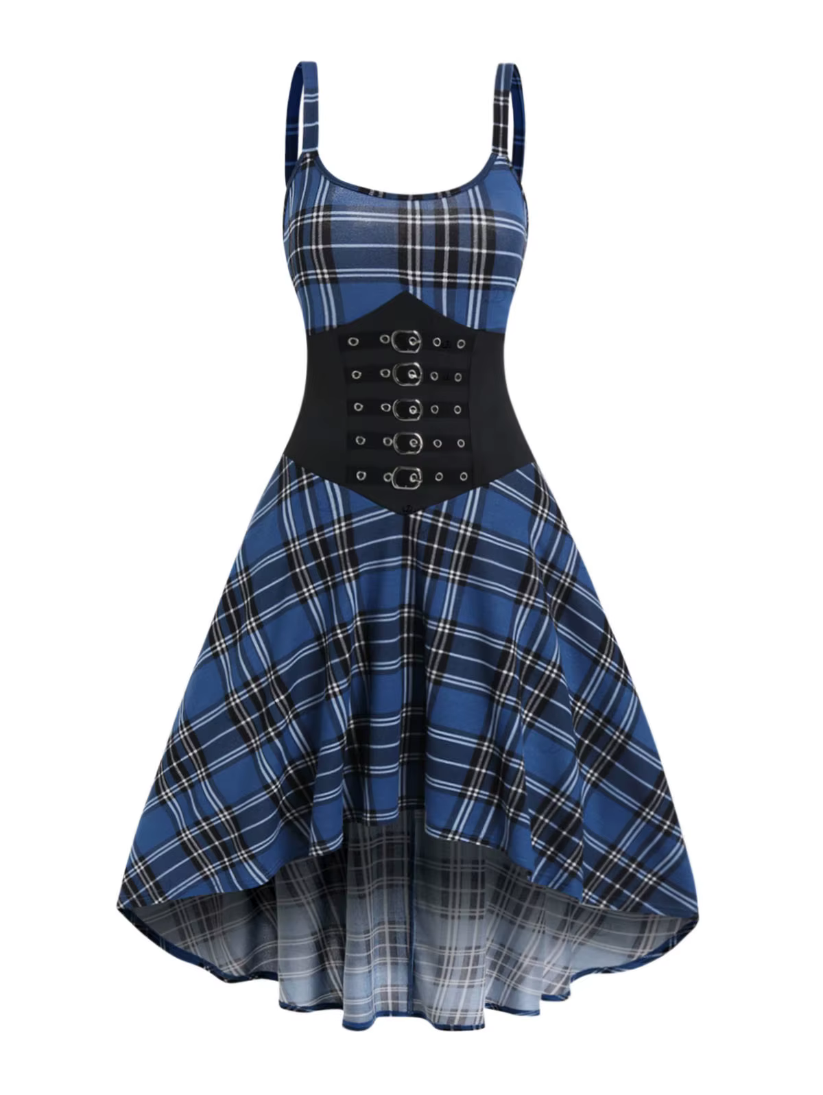 Dressfo 2025 nouvelle robe femme Vintage robe à carreaux imprimé robe oeillet seau taille haute haut