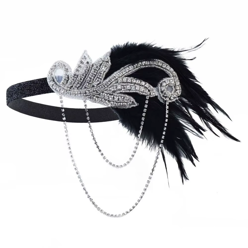 Gatsby Cosplay robe chapeaux Style coréen bandeau plume chapeaux mascarade fête cheveux accessoires