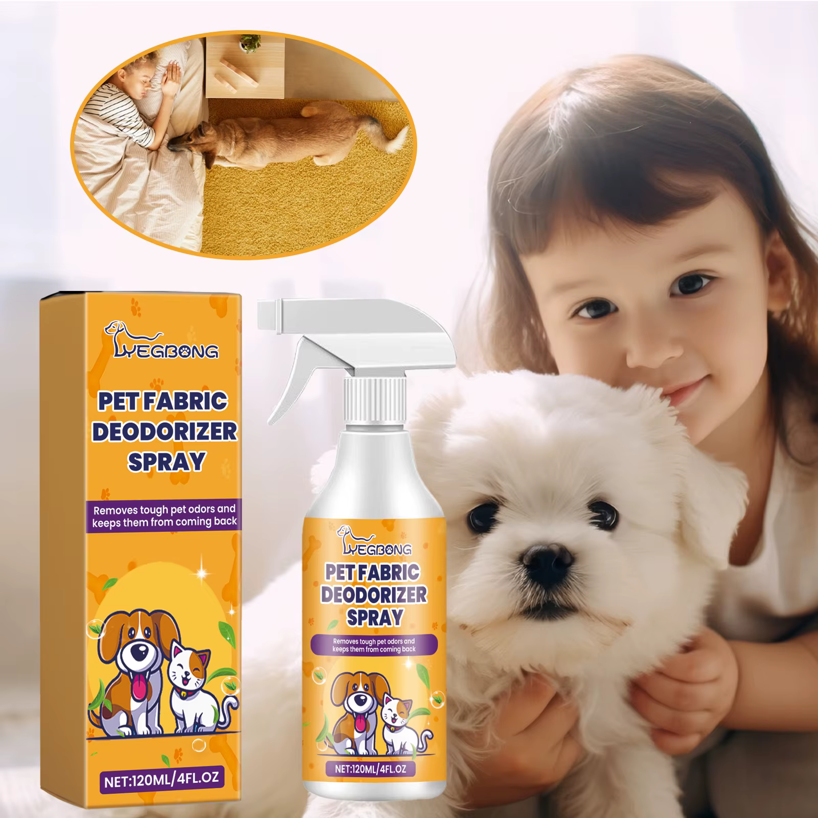 Spray déodorant pour animaux de compagnie, élimine les odeurs corporelles, désodorisant poudré, parf