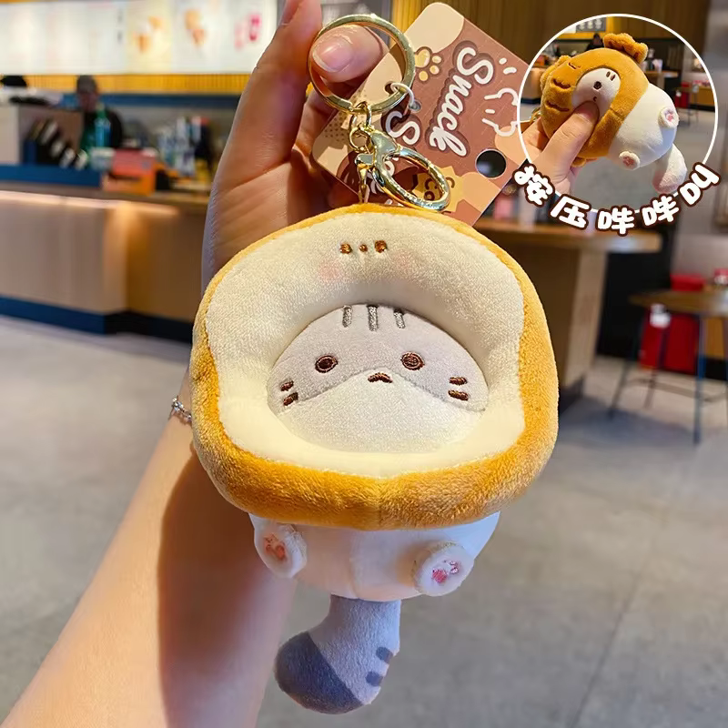 Porte-clés poupée chat en peluche, pendentif de sac de voiture, pendentif d'écouteur de chat de dess