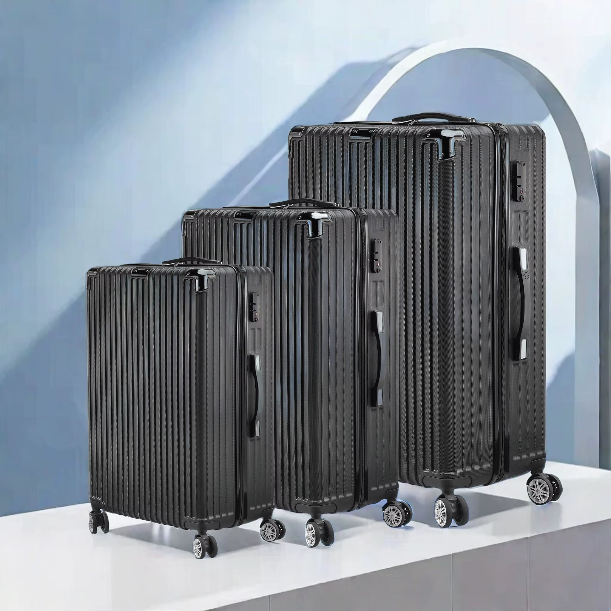 Ensemble de 3 valises Fangange, 20"24"28", coque rigide ABS, ensemble de bagages de voyage à 4 roues