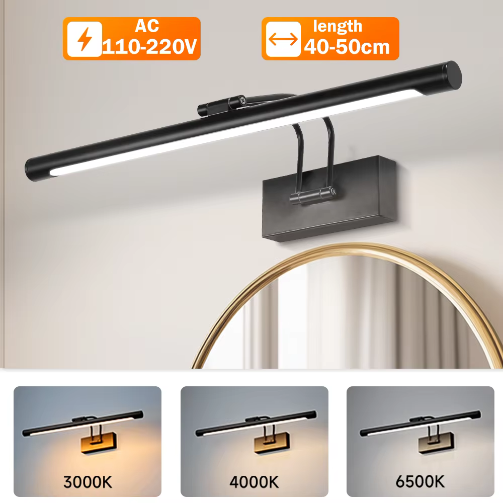 Lampe LED pour miroir, 110-220V, 3 couleurs, éclairage mural, projecteurs adaptés à la table de maqu