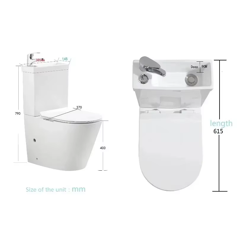 【De Chine】 Unité 2-en-1 pour salle de bain, lavabo et toilettes, gain de place, avec robinet et cuve