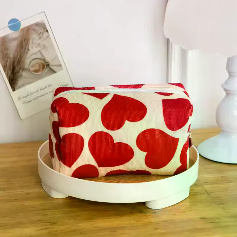 Sac à cosmétiques en velours côtelé pour femmes, pochette de maquillage Portable de voyage, sac de r
