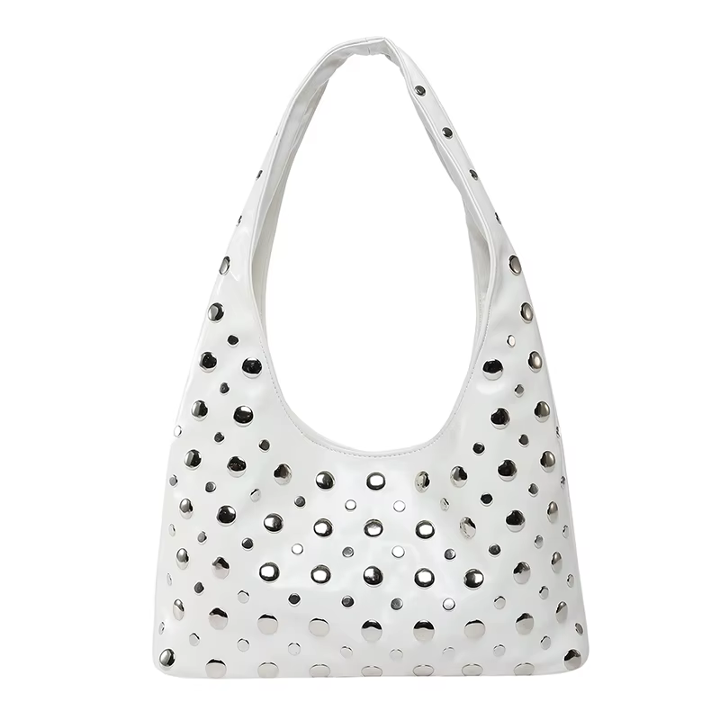 2025 mode brillant PU sens des sacs à bandoulière de luxe Rivets conception Unique personnalité popu