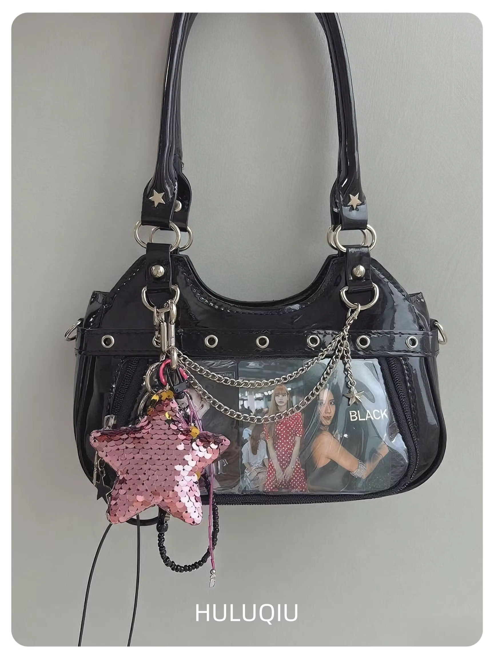 Sac à main tendance Y2K pour femme, sac à bandoulière personnalisé, sac transparent en PU pour femme