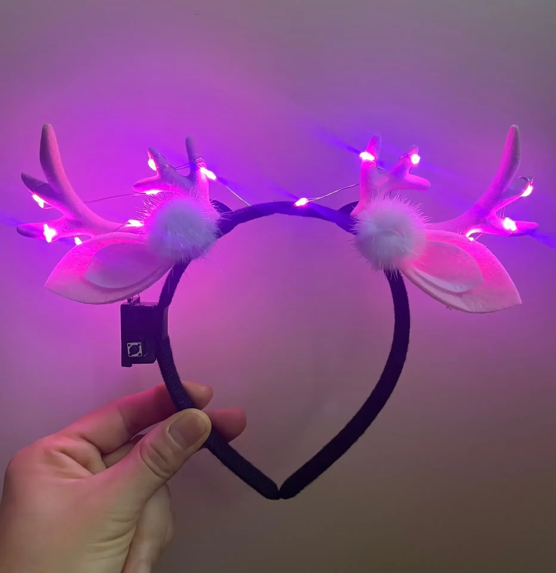 Bandeaux de renne lumineux avec bois de noël Led, oreilles de bois clignotantes, Costume de cerf, dé