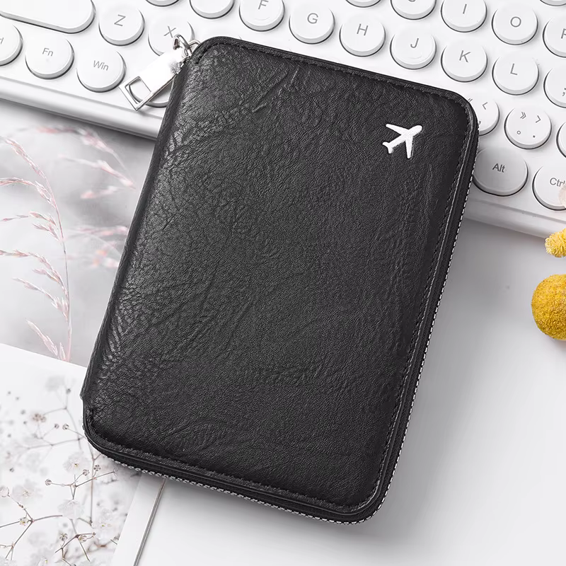 Sac de passeport multifonctionnel bloquant RFID, porte-documents de voyage avec portefeuille de rang