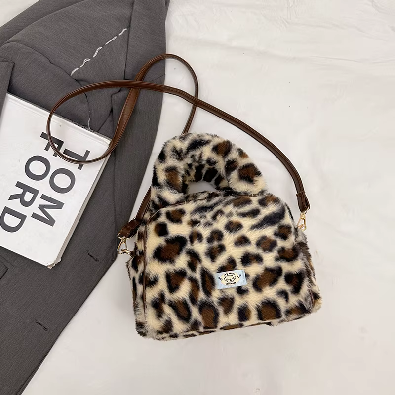Petit sac à main de marque en fausse fourrure, sac à bandoulière en peluche douce, bolsa feminina d'