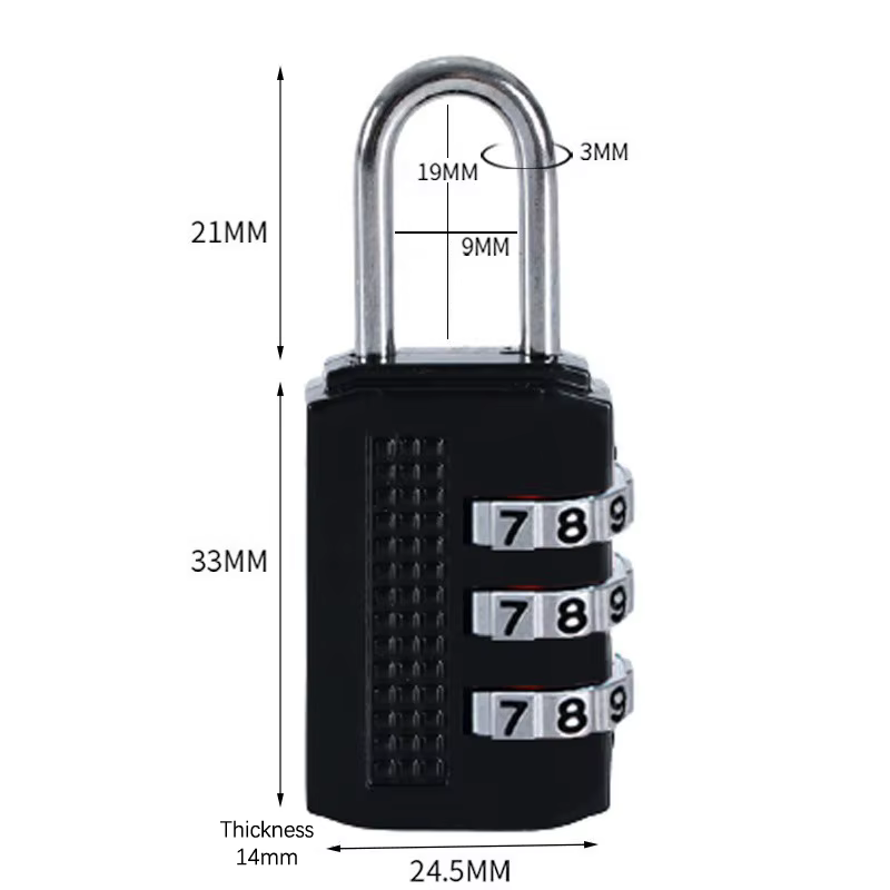 Cadenas à combinaison de chiffres à 3 chiffres, serrure étanche pour l'extérieur, valise, sac à baga