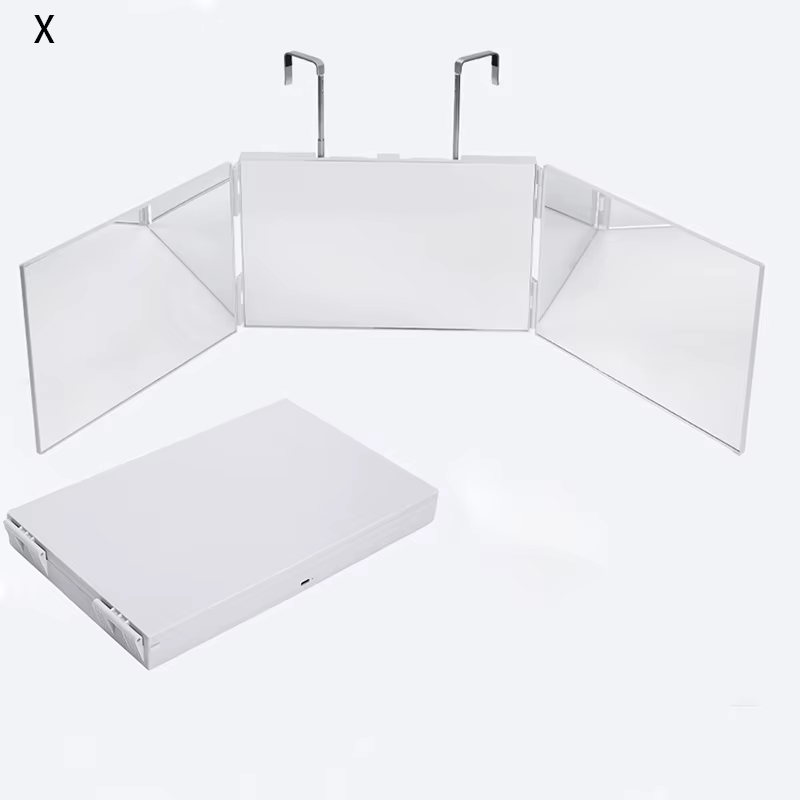 Miroir à cheveux pliable 3 voies avec LED, miroir de coupe avec éclairage, miroir de coiffure pour c