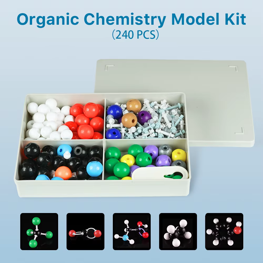 Kit de modèles de chimie organique (240 pièces) - Kit de modèles moléculaires avec atomes, liaisons,