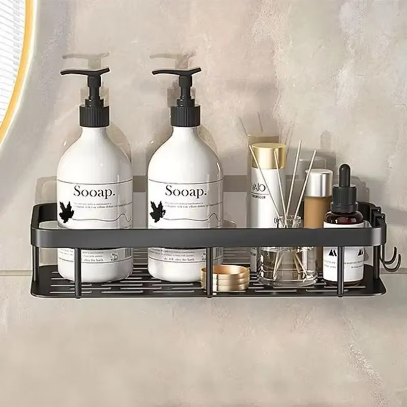 Étagère de rangement pour salle de bain, étagères de salle de bain, étagère d'angle murale sans perç