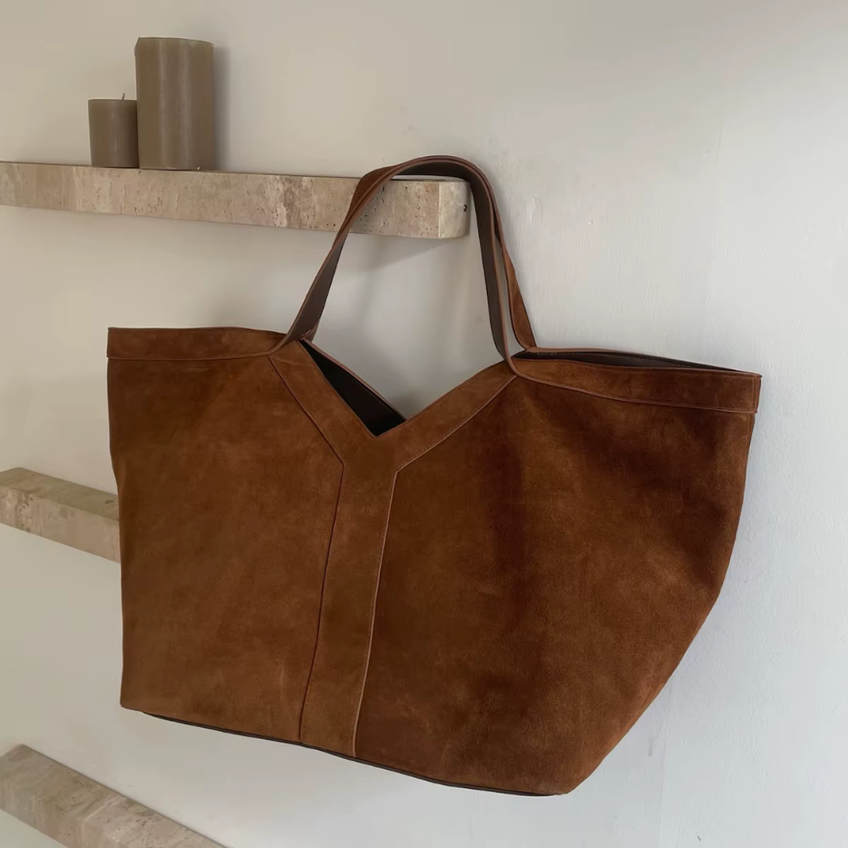 Sac en cuir givré en forme de Y, sac fourre-tout de grande capacité en daim d'automne et d'hiver, gr