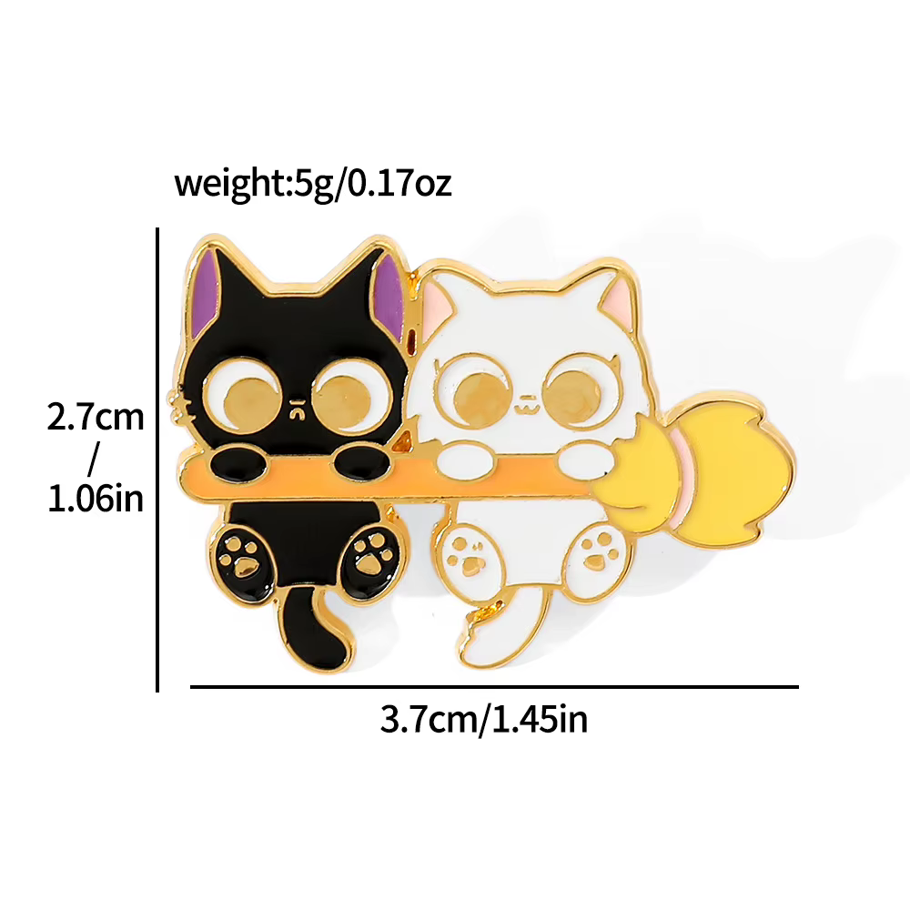 Broches en métal émaillé avec des animaux de dessin animé mignons, chats, badges, accessoires pour v