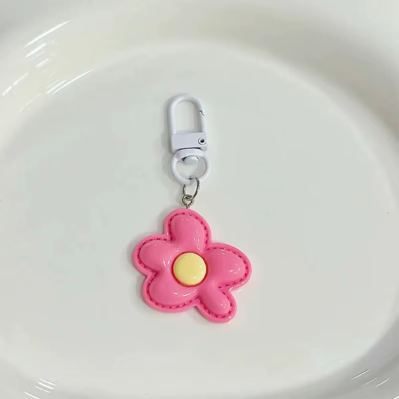 Accessoires de charme de mode Mini porte-clés dessin animé mignon fleur colorée porte-clés pendentif