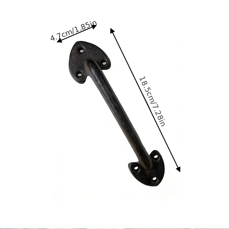 Poignée de porte coulissante en fonte noire vintage, poignée de porte en métal, poignée de clôture p