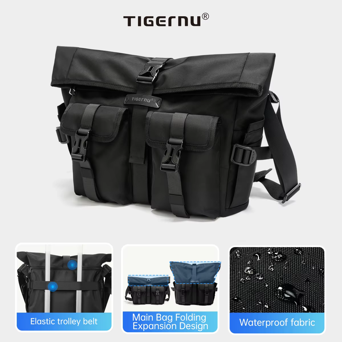 Tigernu mode sacs de messager hommes sacs à bandoulière 13.3 pouces pochette d'ordinateur en plein a