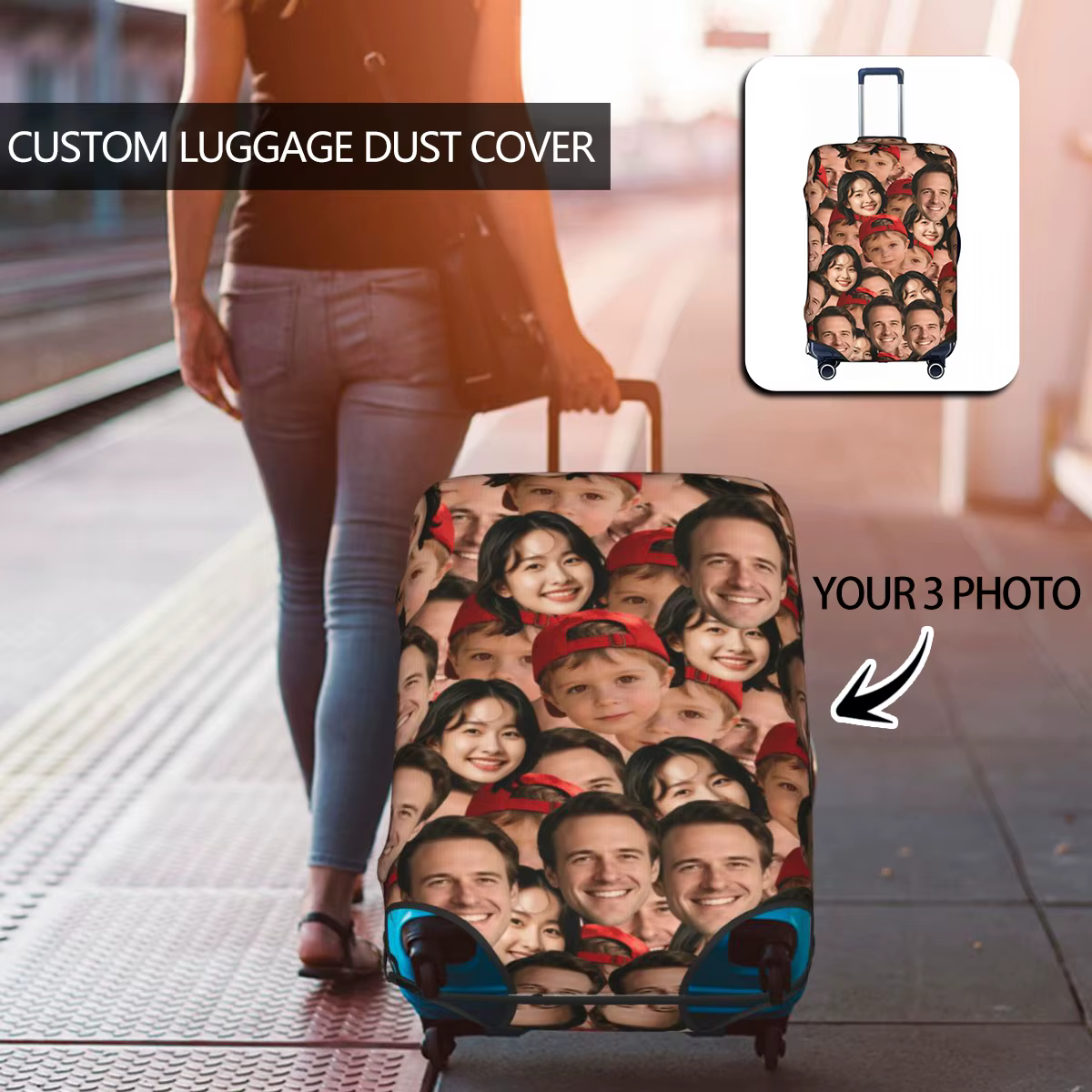 Housse de bagage personnalisée avec logo, élastique, votre design ici, housse de protection pour val
