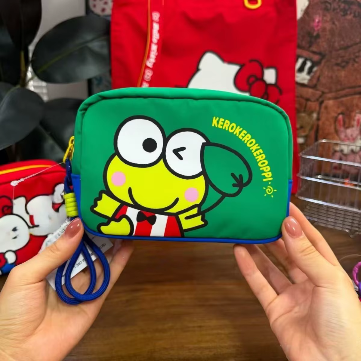 Porte-monnaie Sanrio Hello Kitty Kero Kero Keroppi de 16 cm, sac à main, rangement cosmétique, simpl