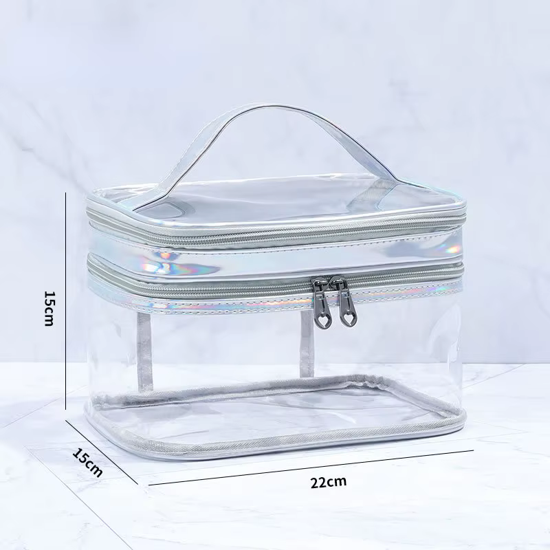 Sac à cosmétiques Transparent pour femmes, filet de célébrité, grande capacité, voyage pour filles, 